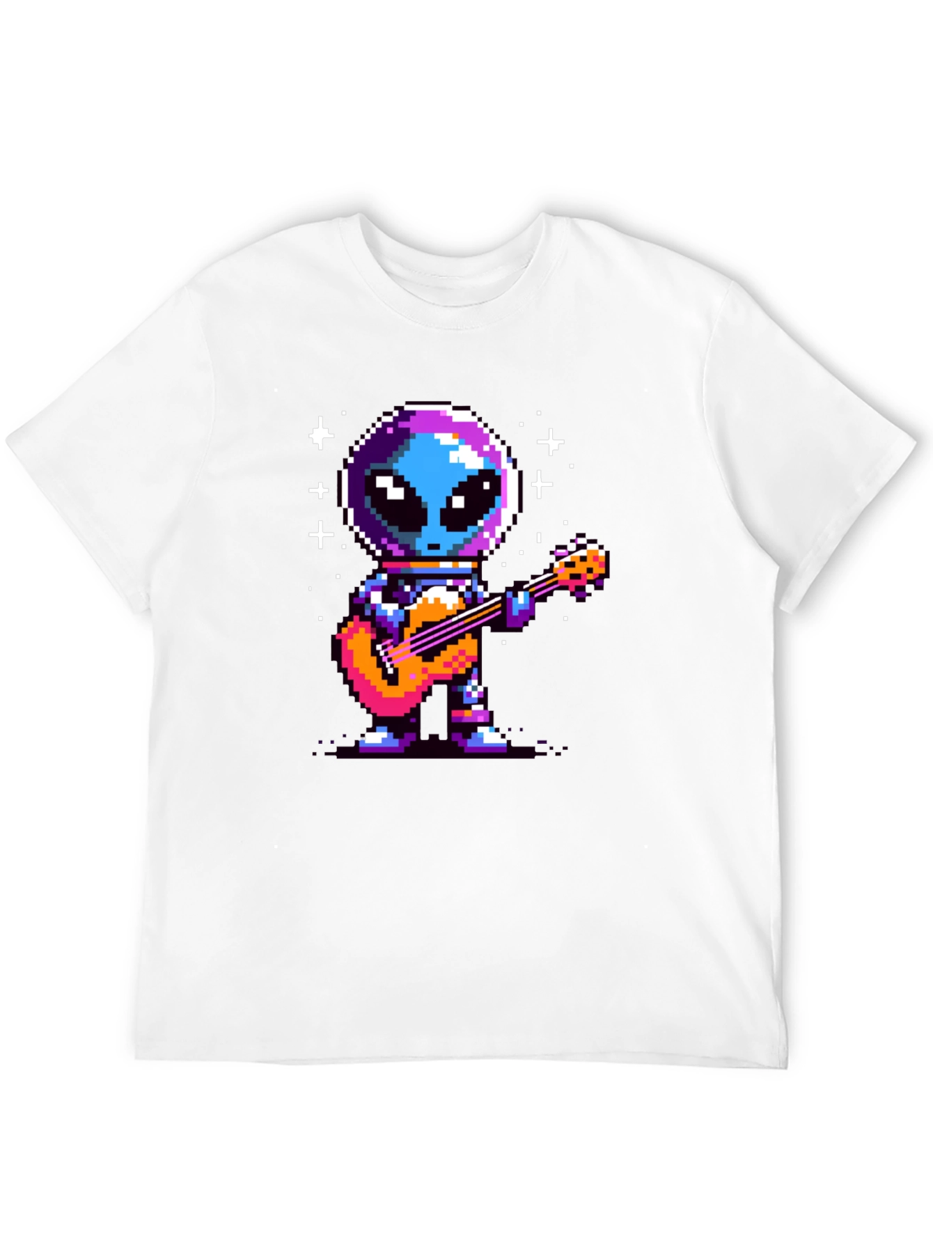 Pixel Alien Guitarist Black T-Shirt