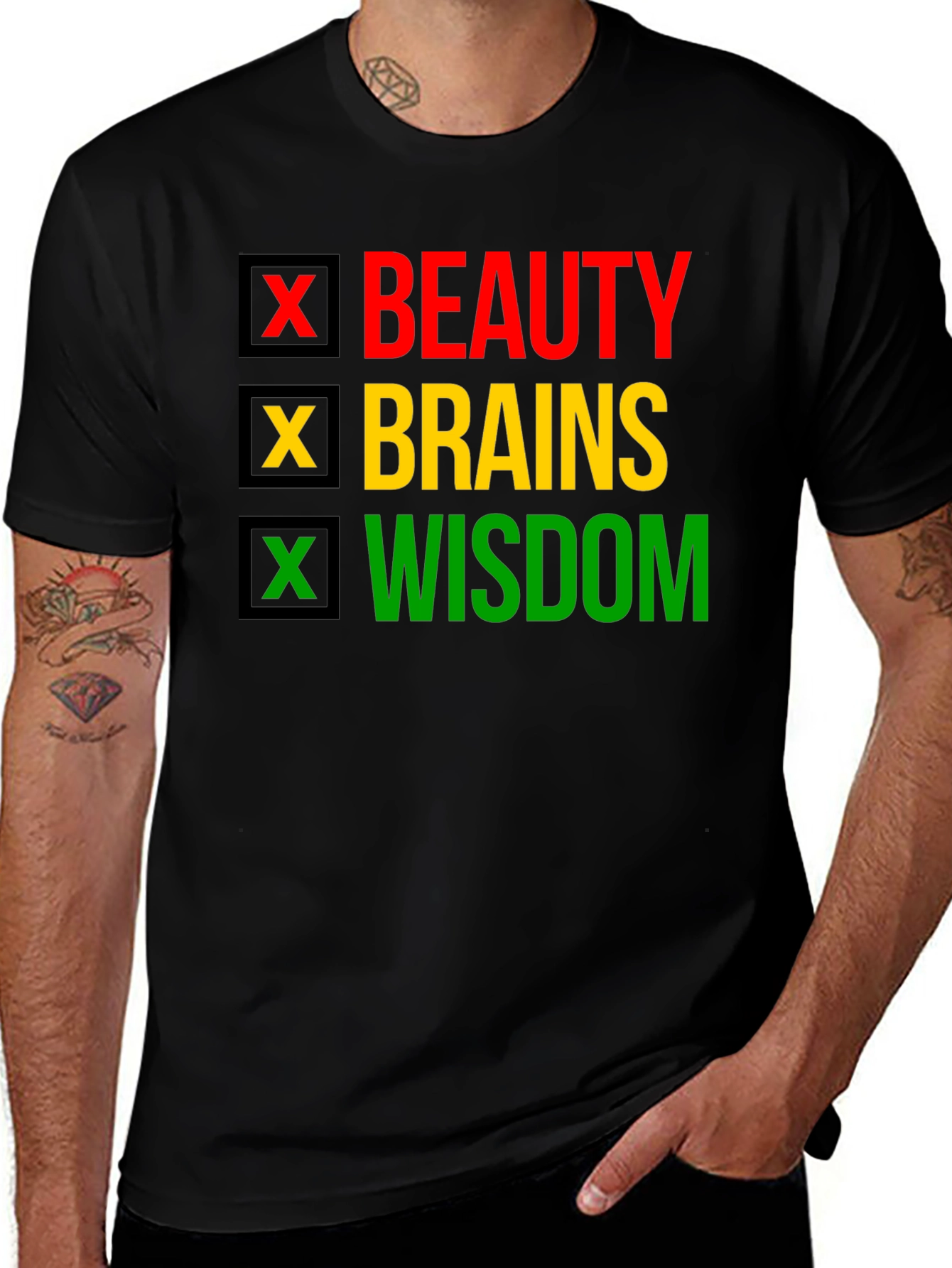 Beauty Brains Wisdom T-Shirt - Black Pride Tee