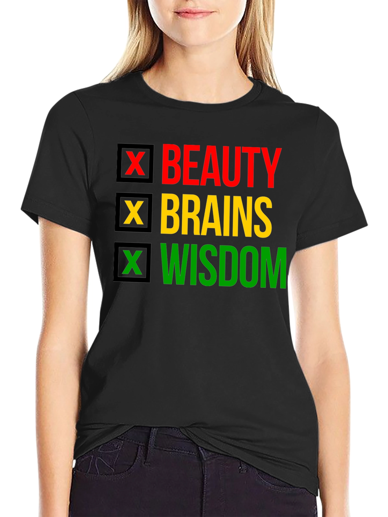 Beauty Brains Wisdom T-Shirt - Black Pride Tee