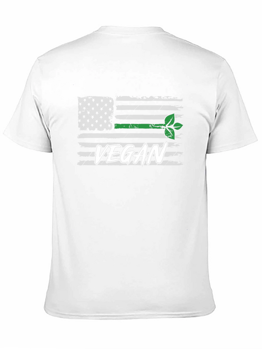 Vegan USA Flag Graphic T-Shirt