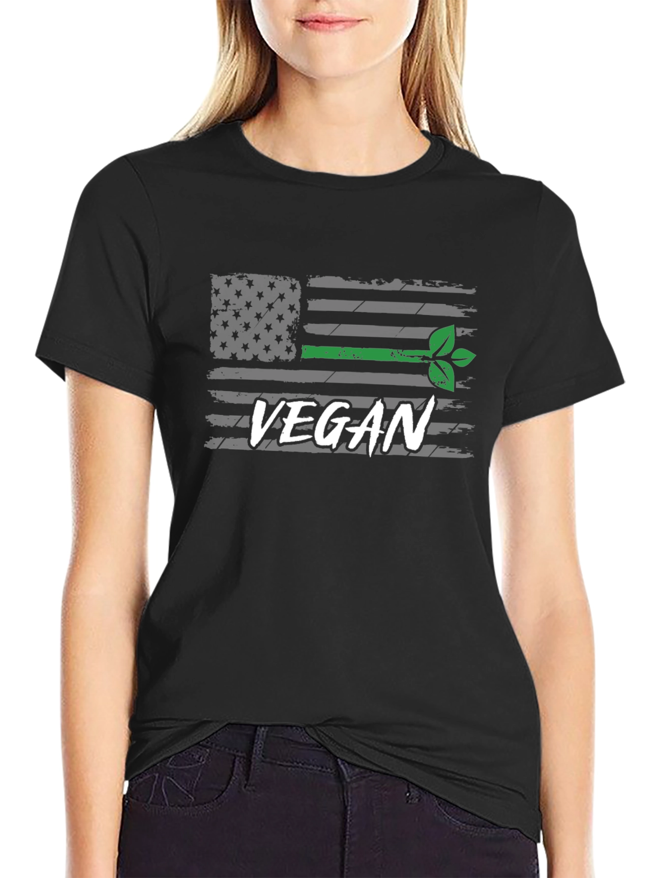 Vegan USA Flag Graphic T-Shirt