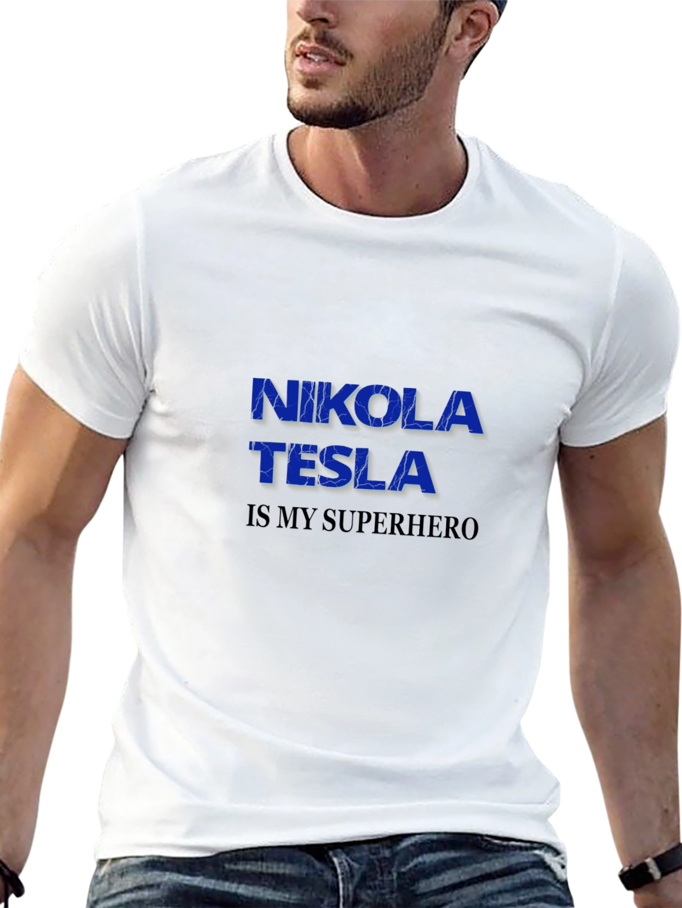 Nikola Tesla Superhero Graphic Tee - Black