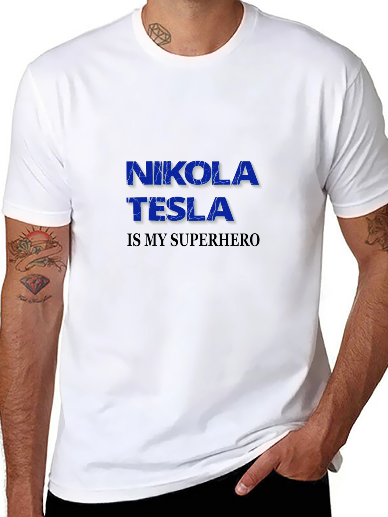 Nikola Tesla Superhero Graphic Tee - Black