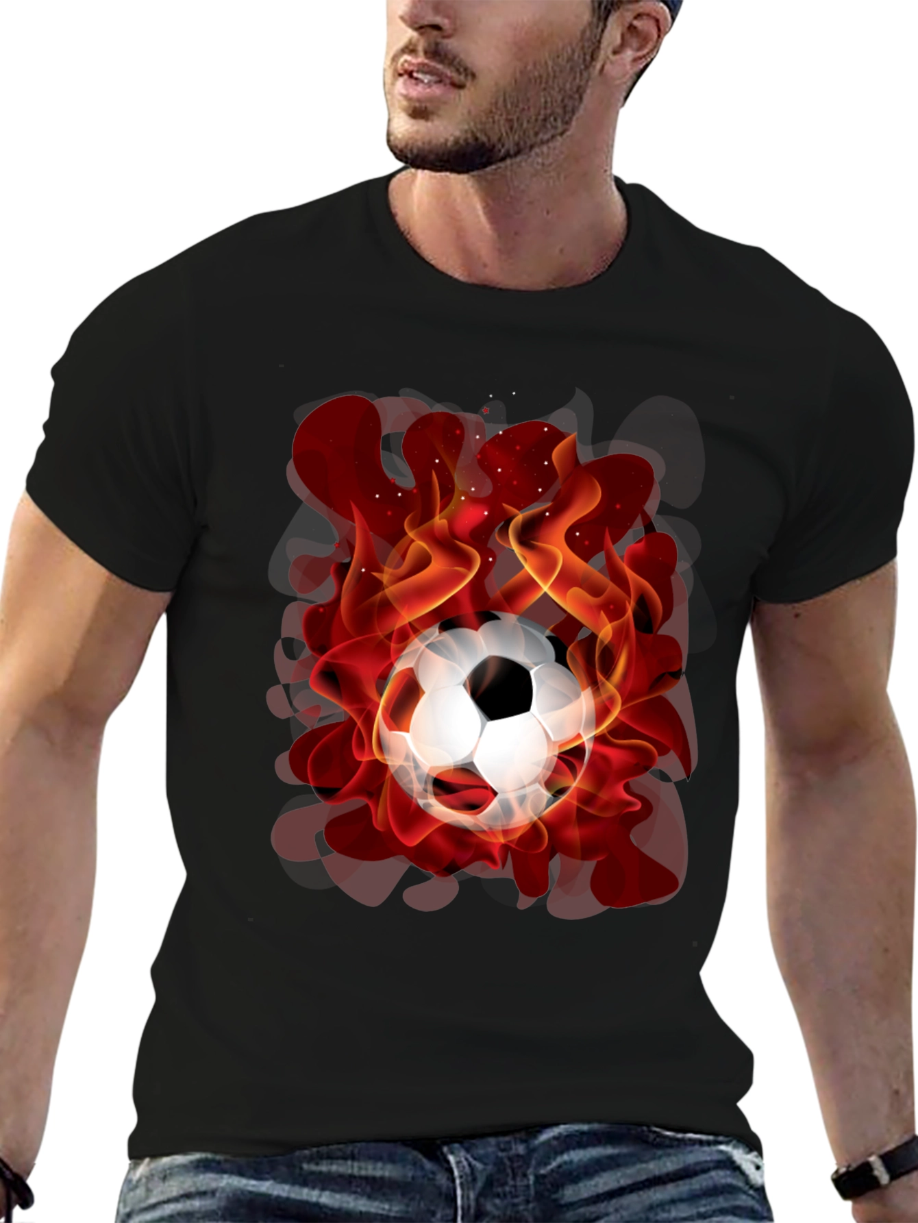Flaming Soccer Ball Graphic Tee