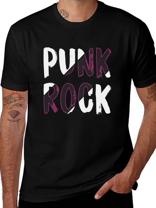 Punk Rock Graphic Tee - Black Cotton T-Shirt