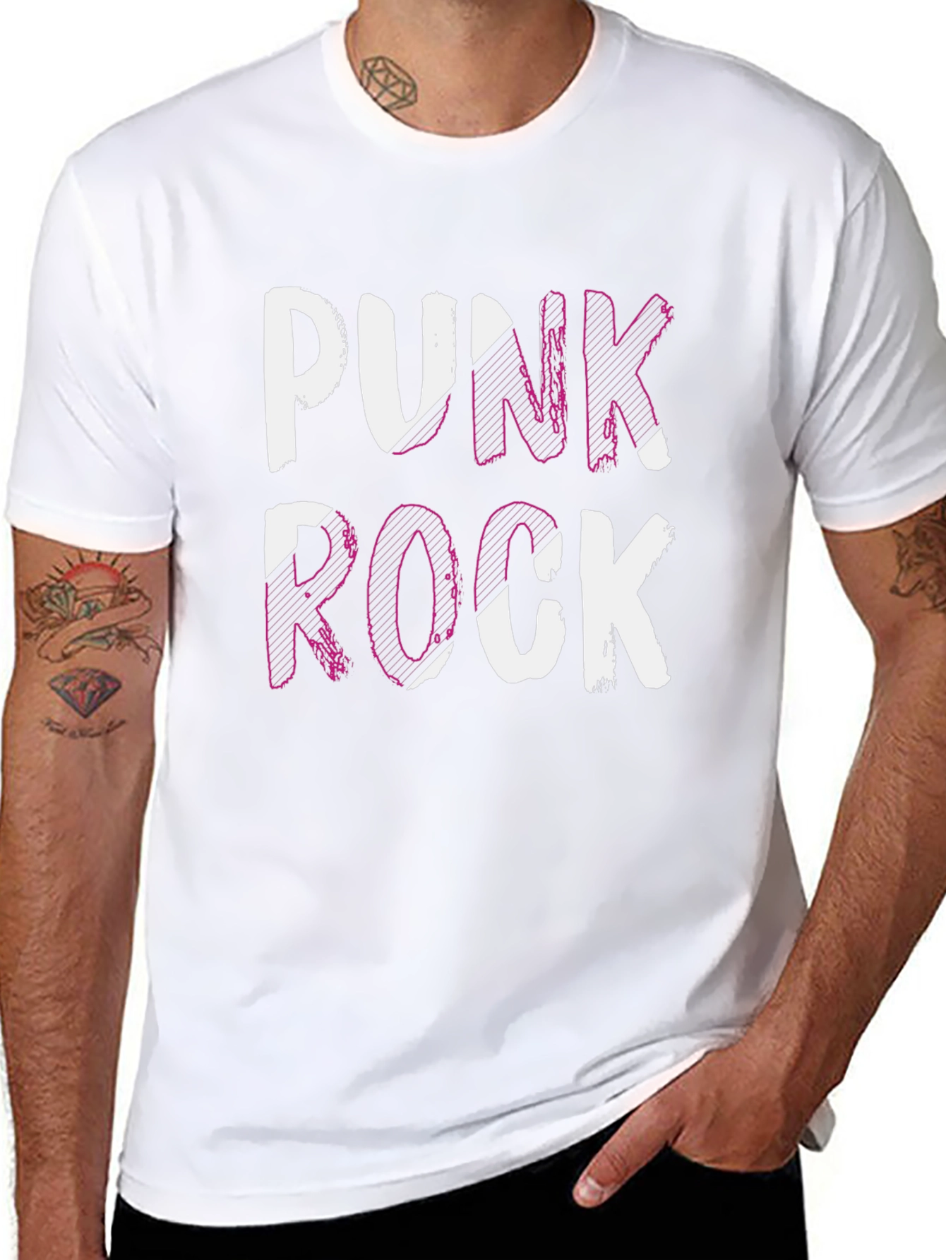 Punk Rock Graphic Tee - Black Cotton T-Shirt