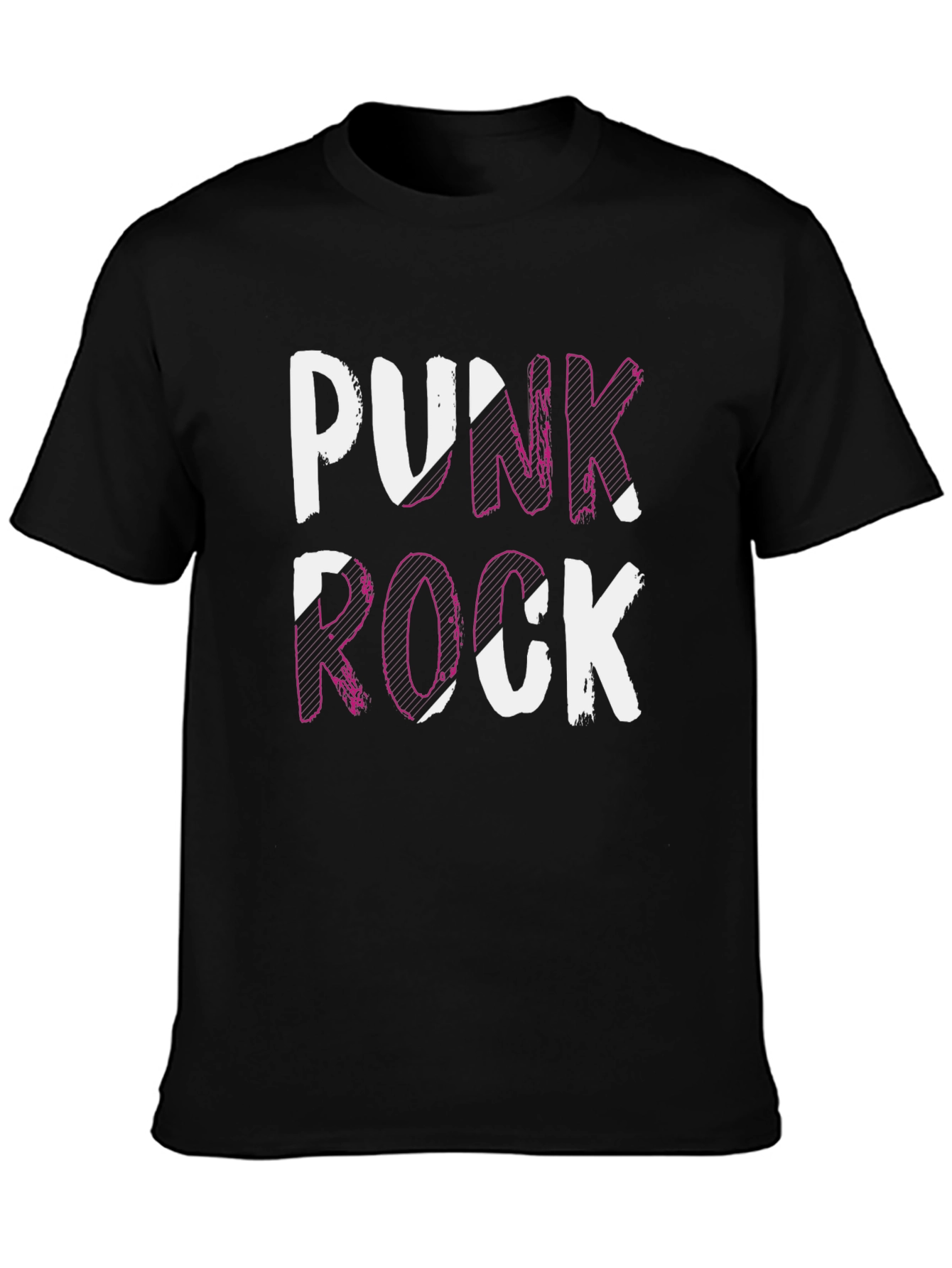 Punk Rock Graphic Tee - Black Cotton T-Shirt
