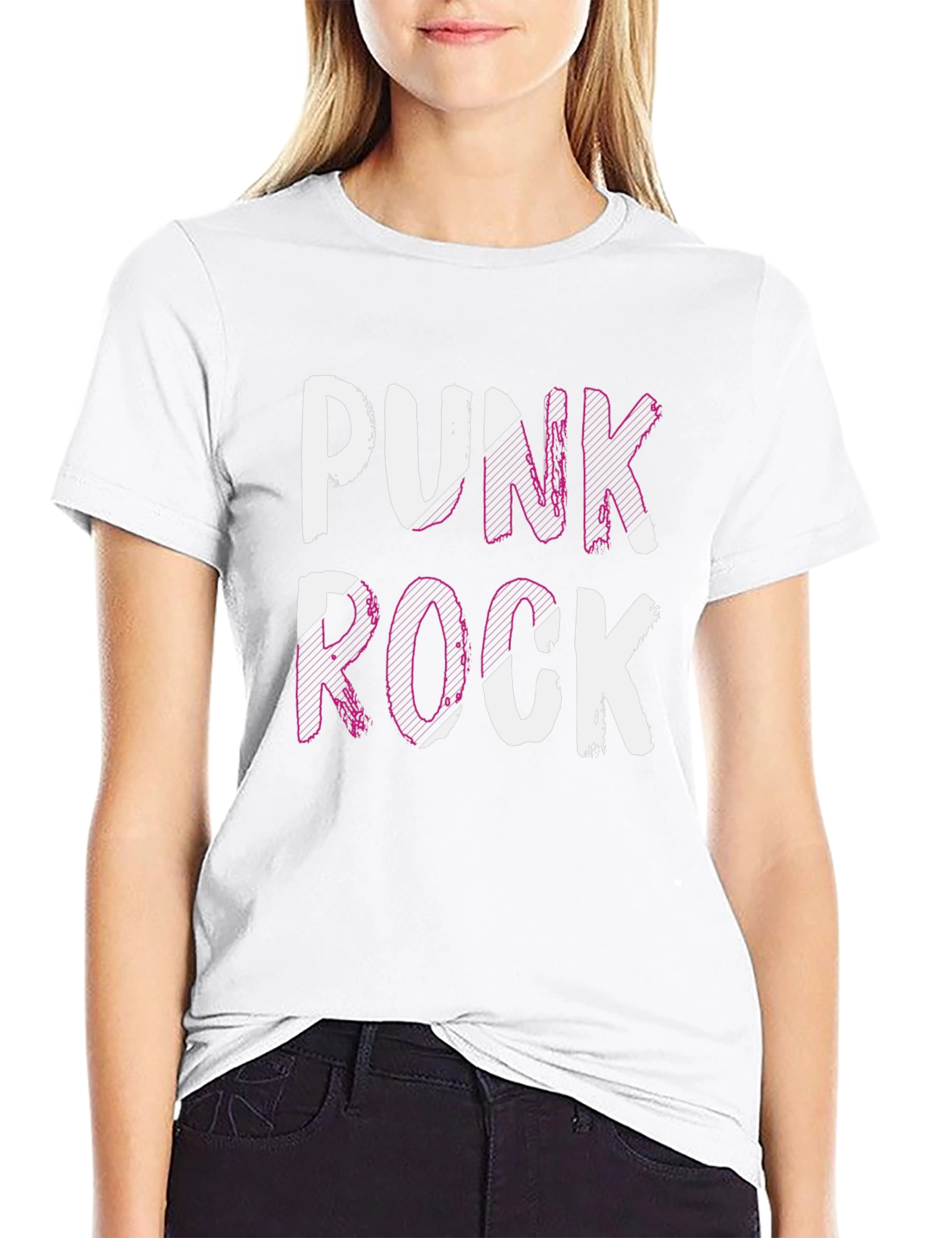 Punk Rock Graphic Tee - Black Cotton T-Shirt