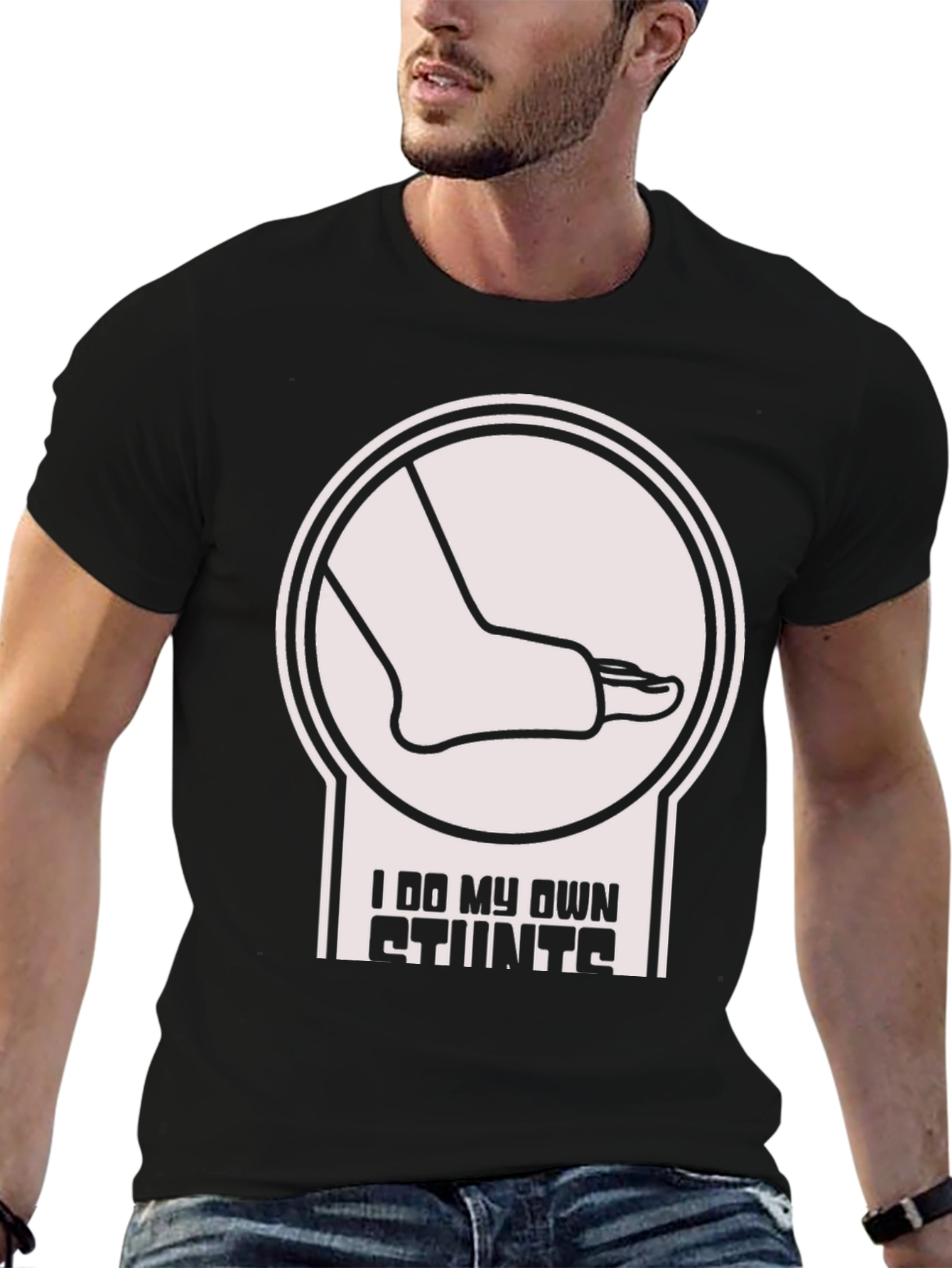 I Do My Own Stunts T-Shirt Funny Broken Foot