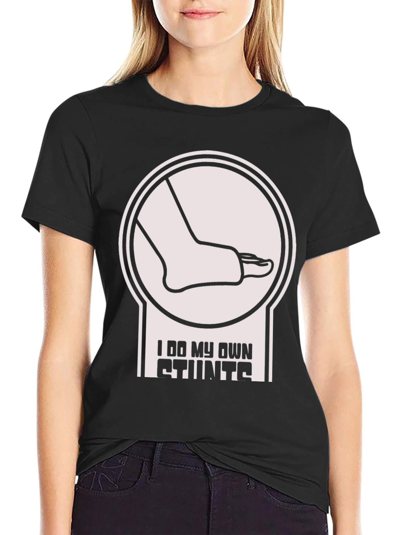 I Do My Own Stunts T-Shirt Funny Broken Foot