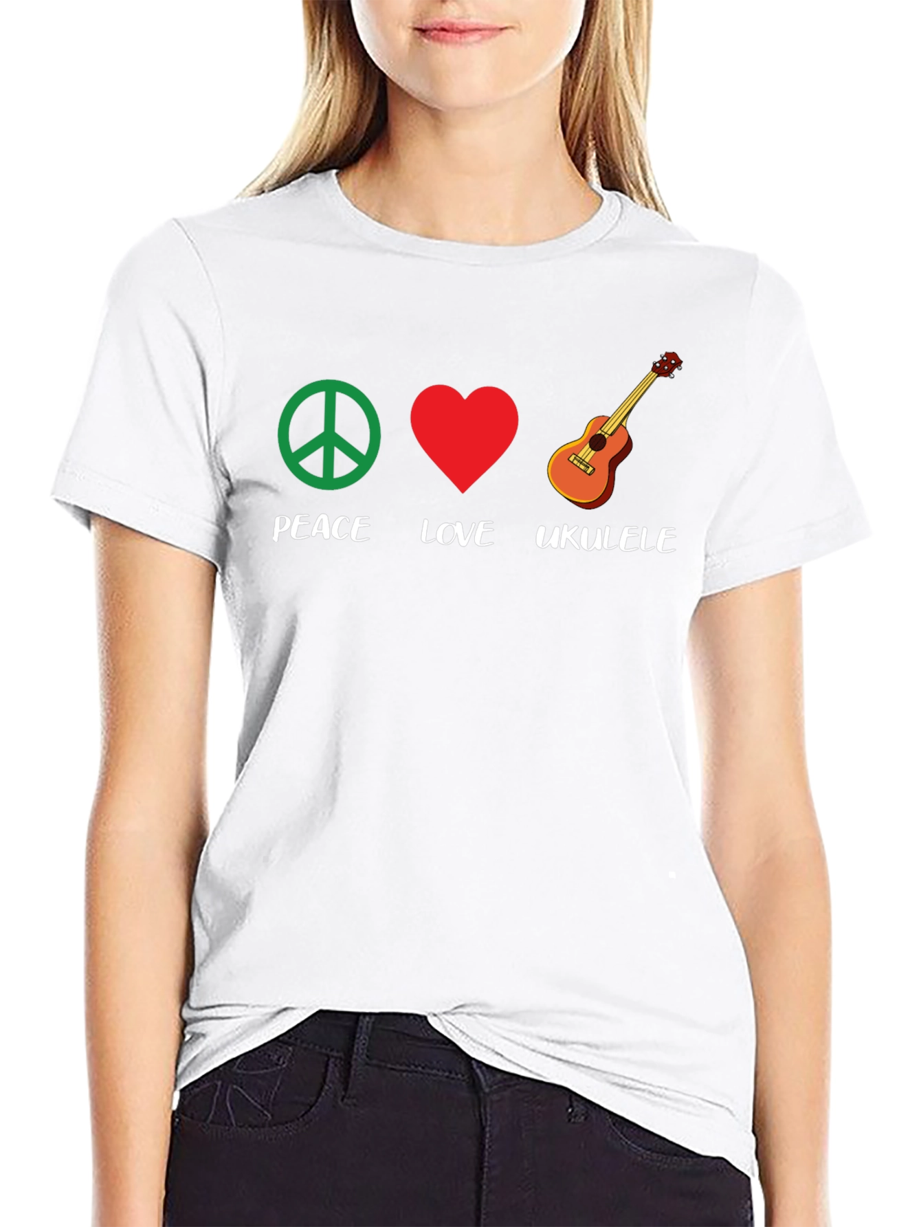 Peace Love Ukulele Graphic T-Shirt