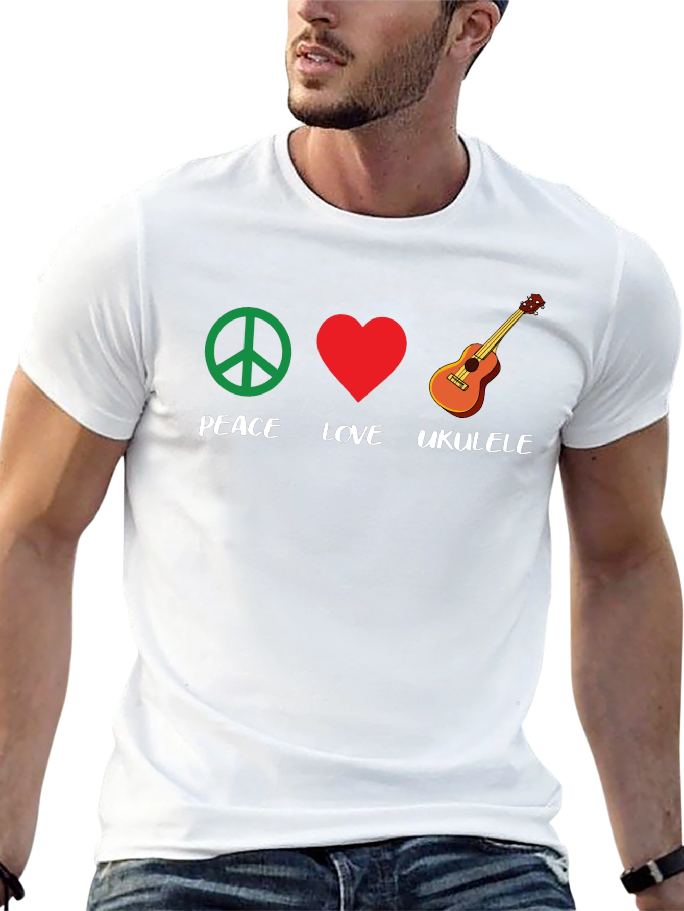 Peace Love Ukulele Graphic T-Shirt