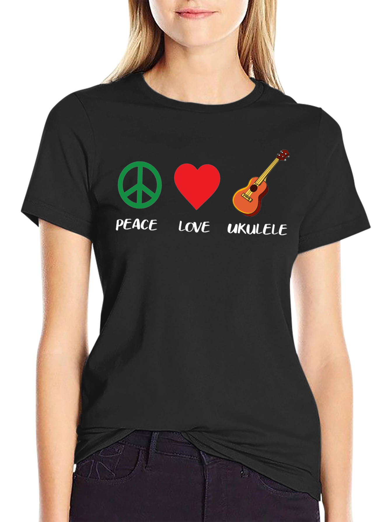 Peace Love Ukulele Graphic T-Shirt