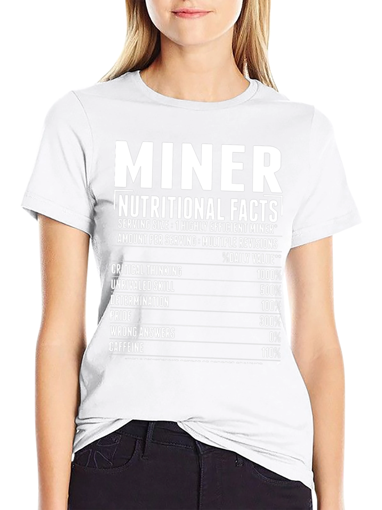 Miner Nutritional Facts Black T-Shirt