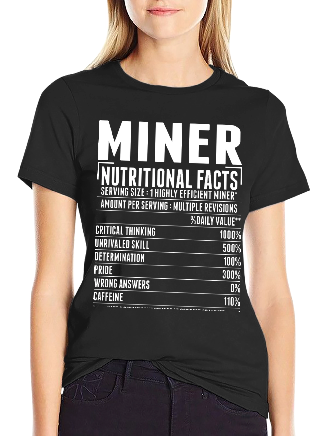 Miner Nutritional Facts Black T-Shirt