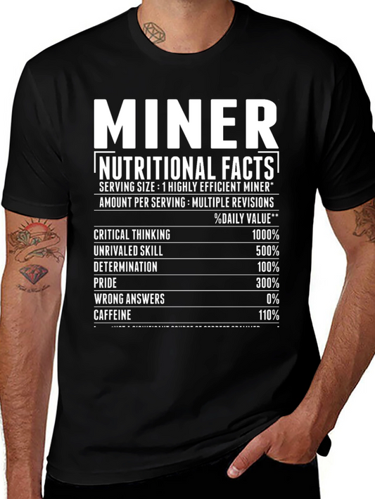 Miner Nutritional Facts Black T-Shirt
