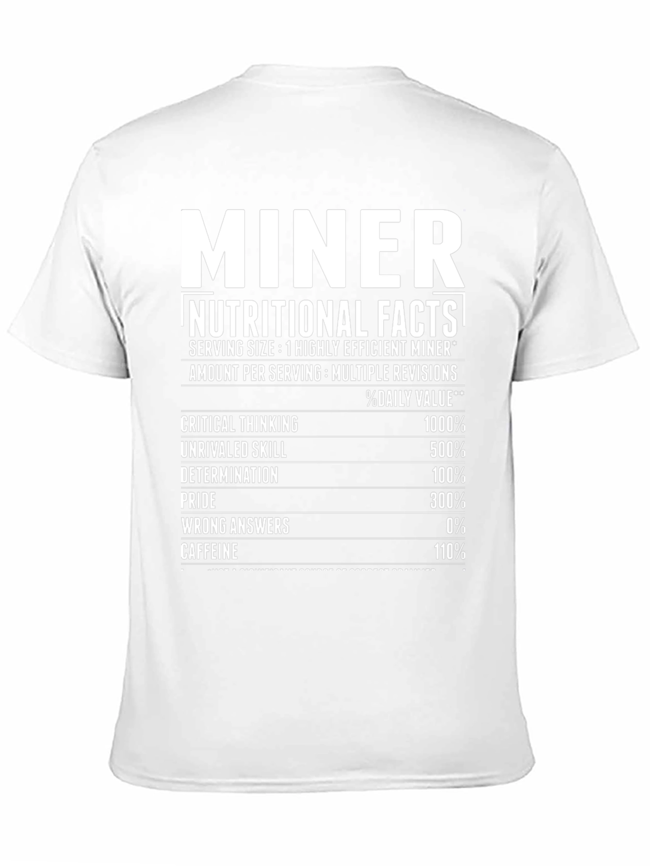 Miner Nutritional Facts Black T-Shirt