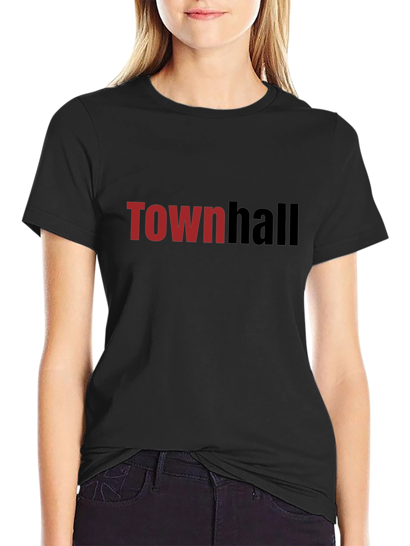 Townhall Graphic Tee - Soft Black Cotton T-Shirt