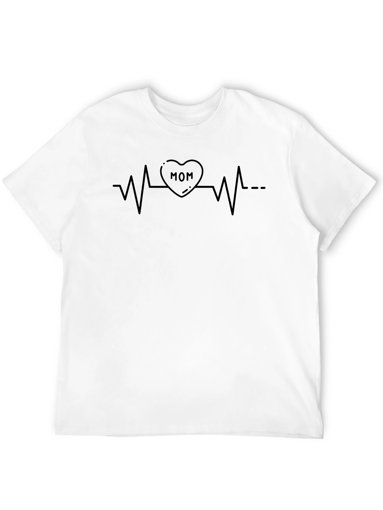 Heartbeat Mom Graphic Tee - Black Cotton T-Shirt