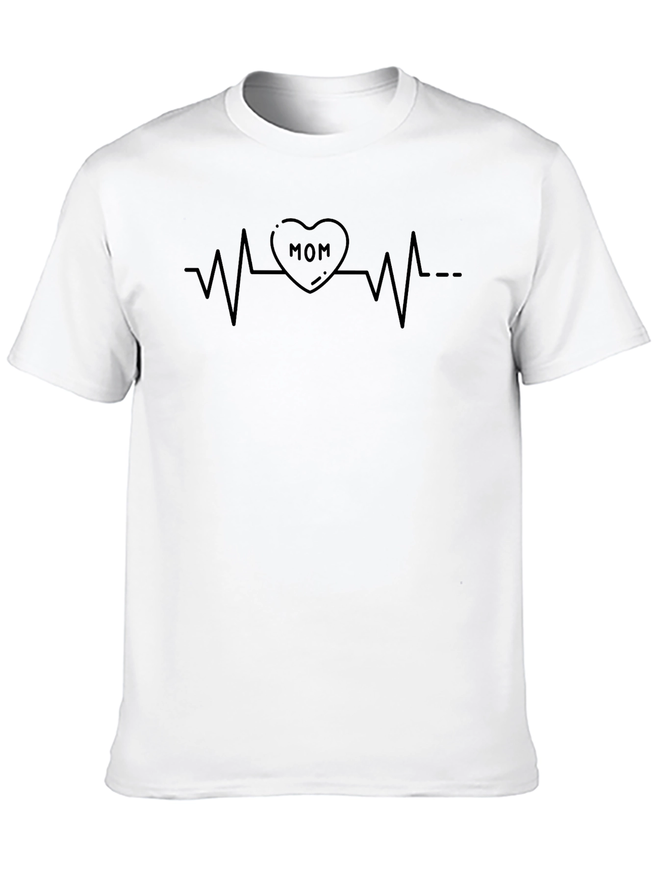 Heartbeat Mom Graphic Tee - Black Cotton T-Shirt