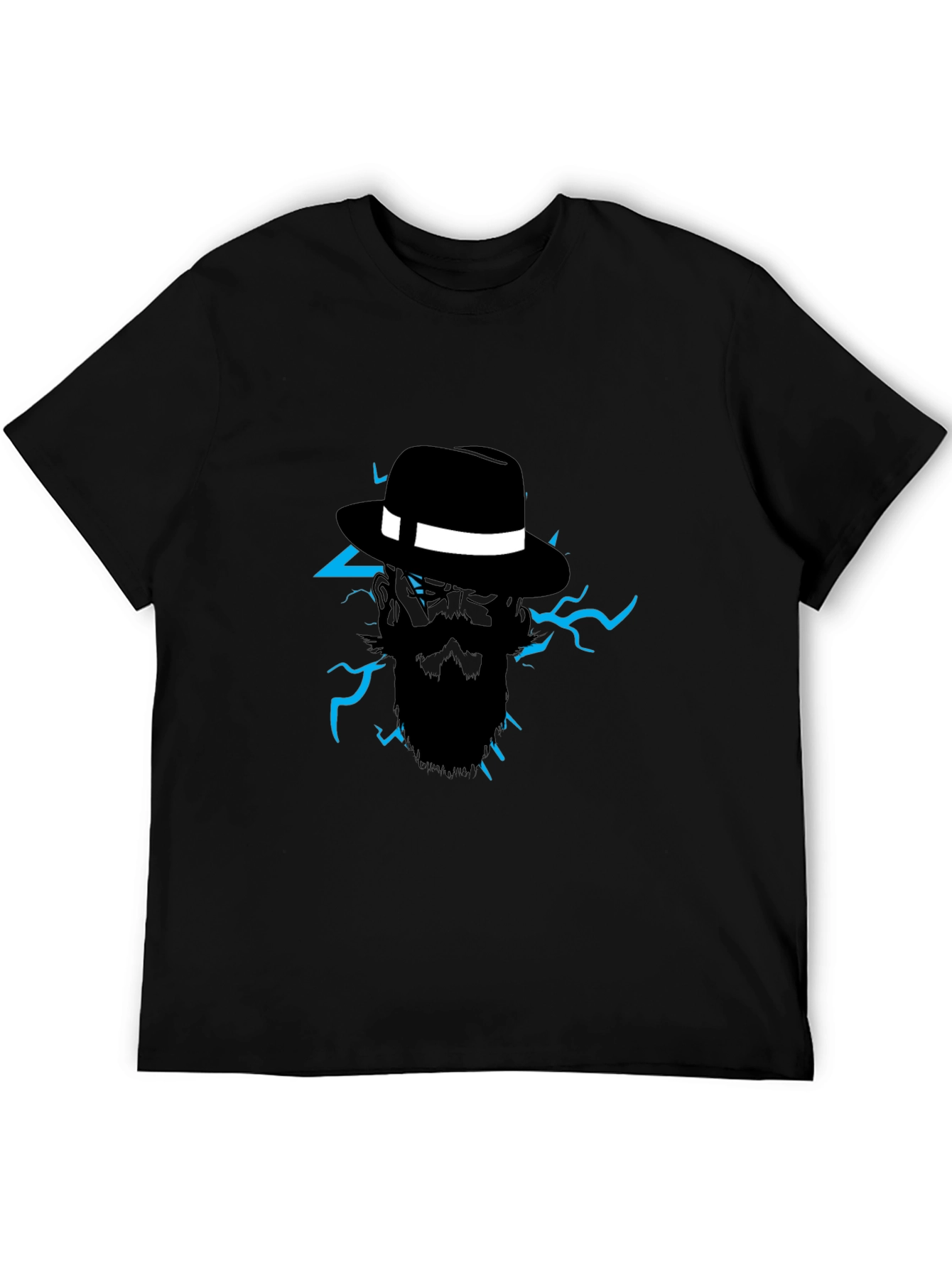 Mens Graphic Tee: Bearded Fedora Lightning