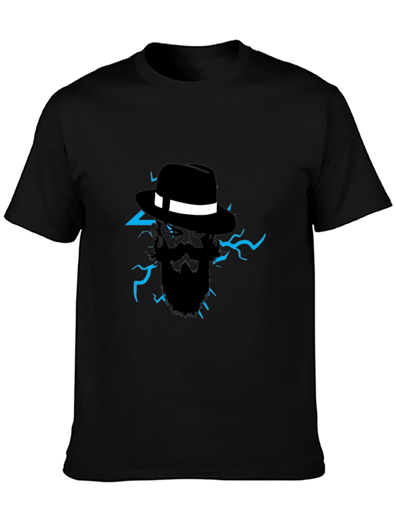 Mens Graphic Tee: Bearded Fedora Lightning