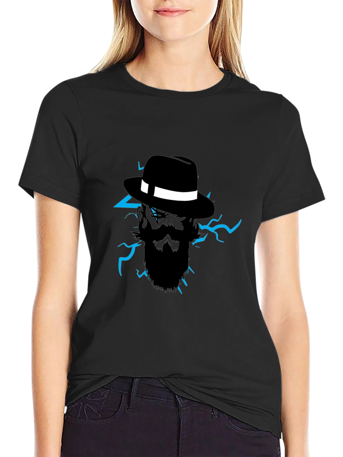 Mens Graphic Tee: Bearded Fedora Lightning