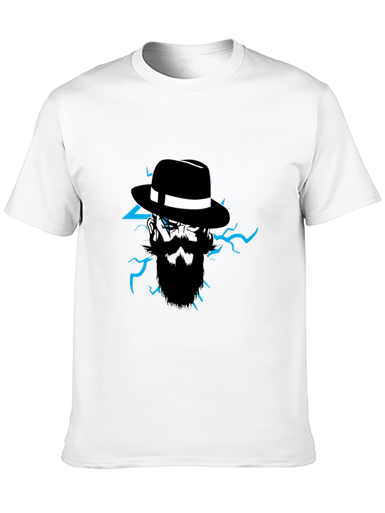 Mens Graphic Tee: Bearded Fedora Lightning