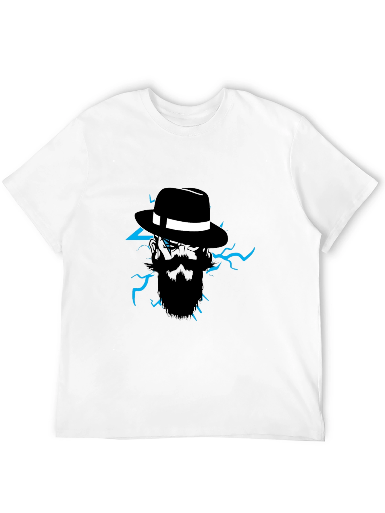 Mens Graphic Tee: Bearded Fedora Lightning