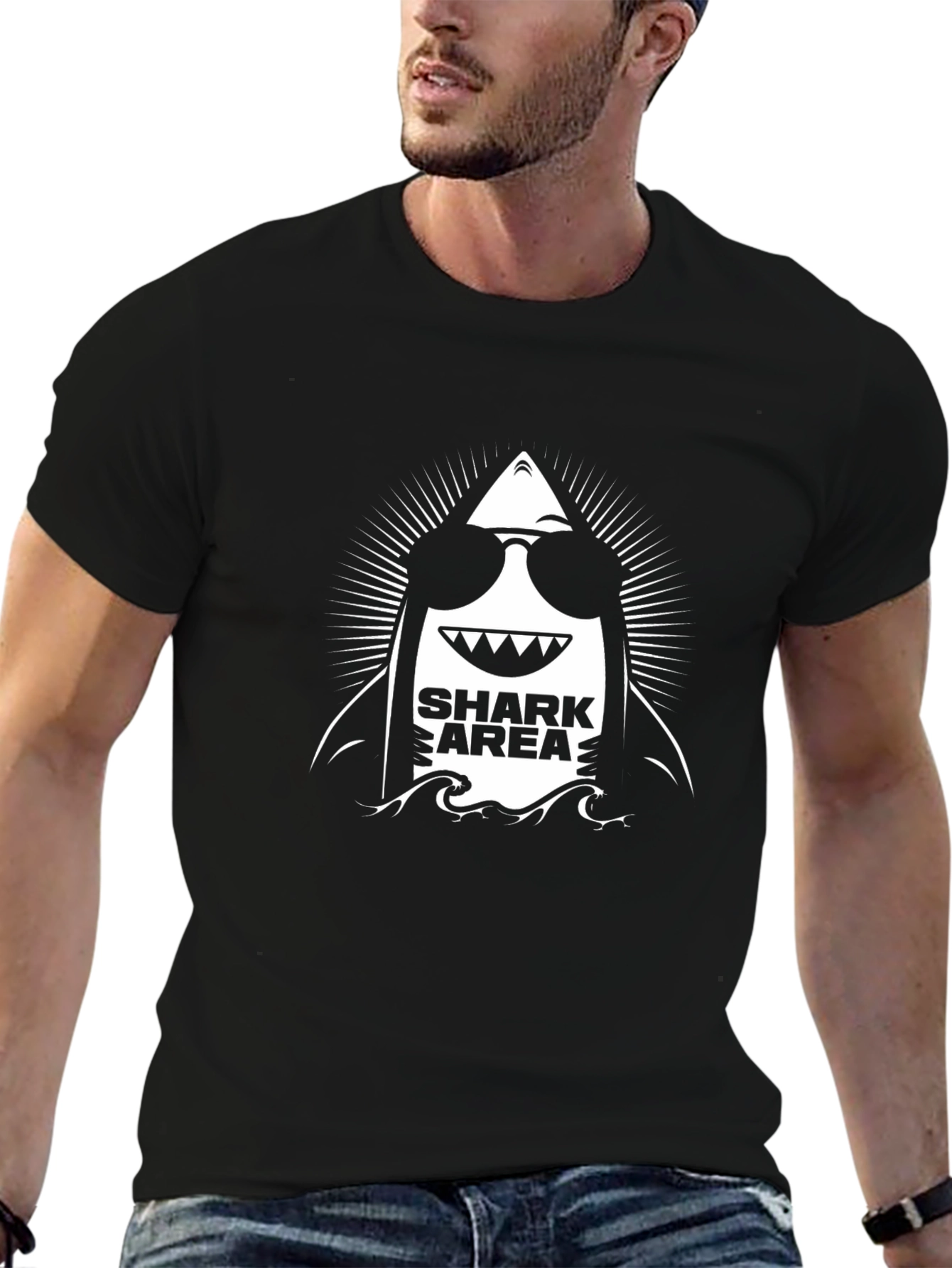 Cool Shark Area Graphic Print T-Shirt