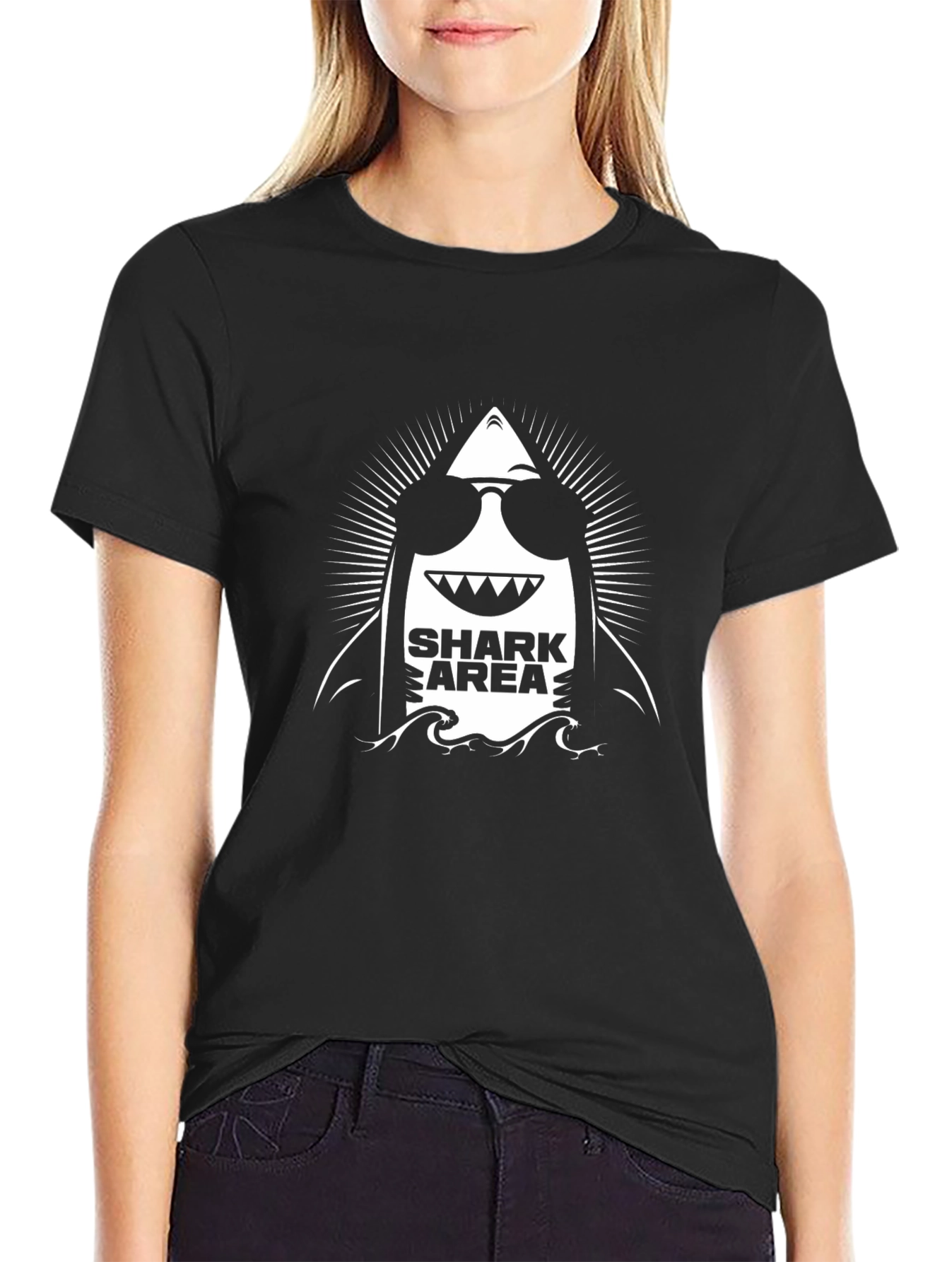 Cool Shark Area Graphic Print T-Shirt