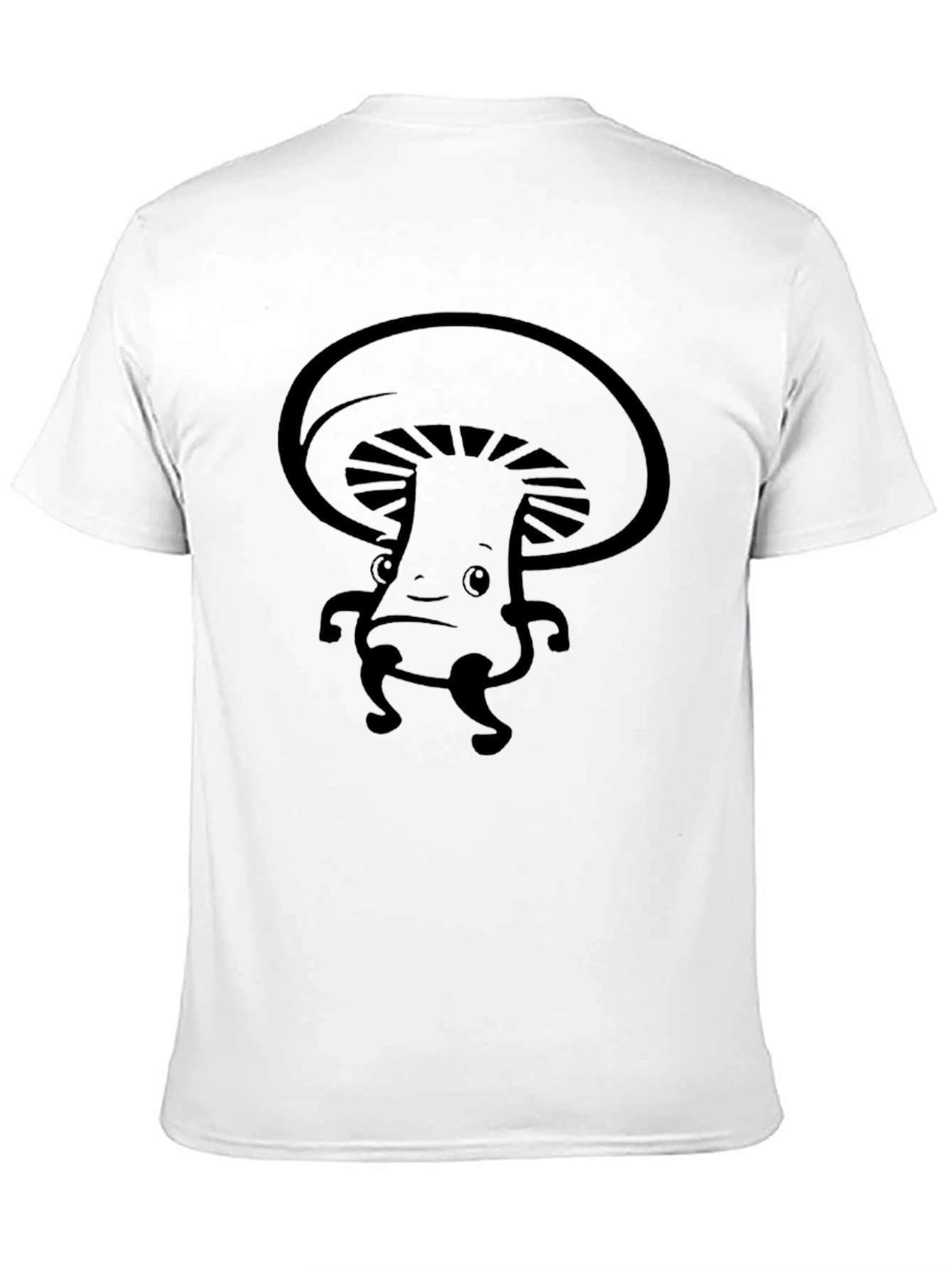 Mushroom Character Graphic Tee - Black Cotton Blend Shirt