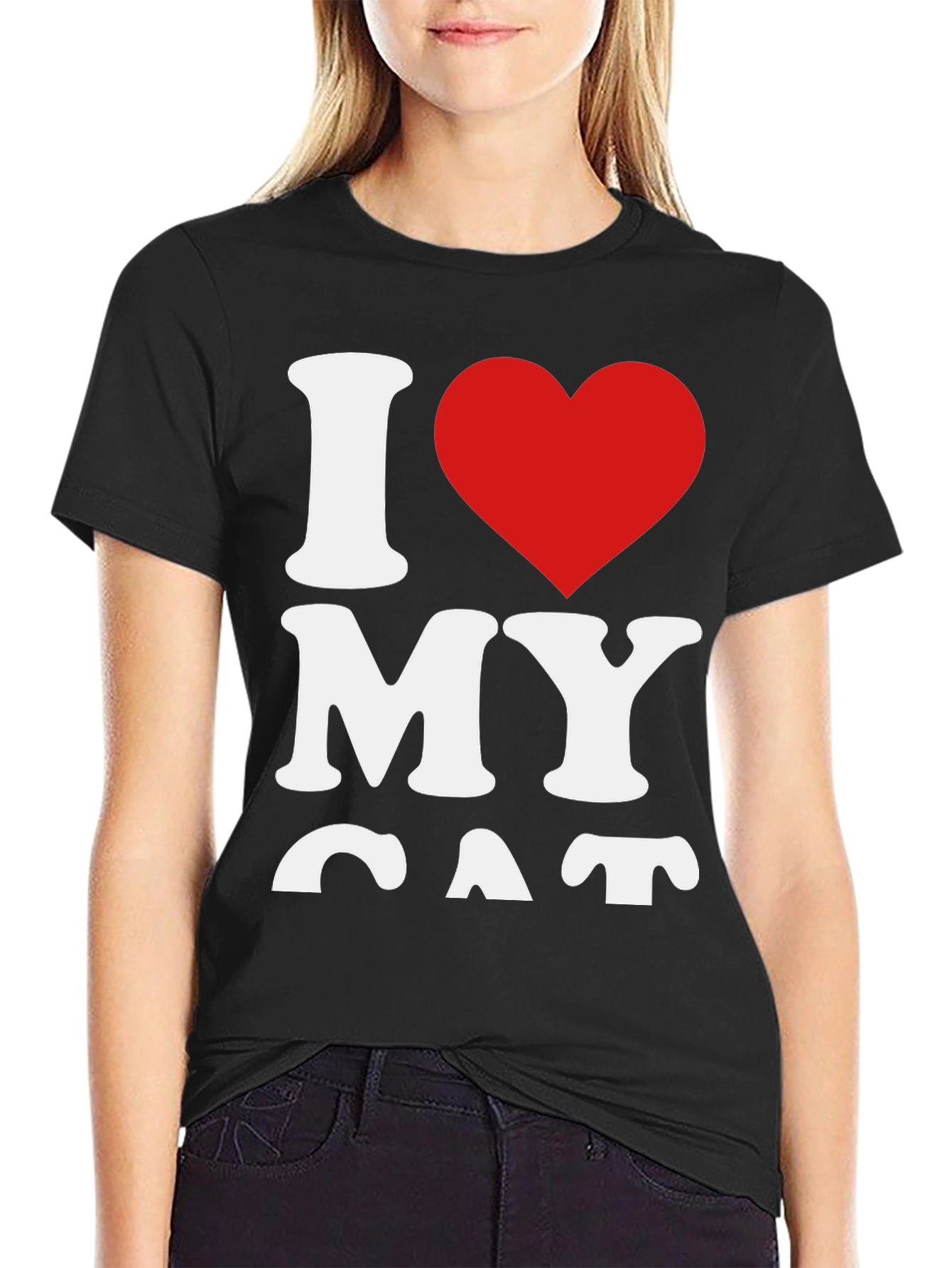 I Heart My Cat Black T-Shirt