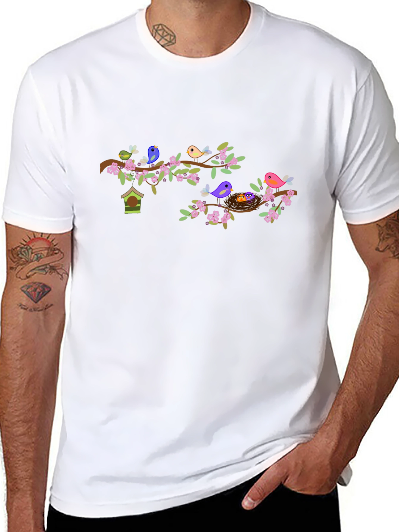 Birds on Branch Graphic Tee - Nature Lovers Shirt