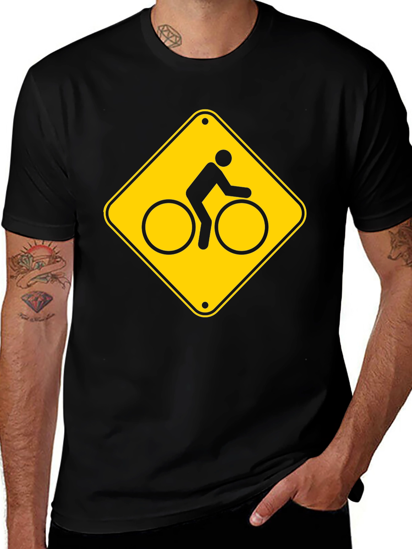 Bike Crossing Sign Graphic T-Shirt