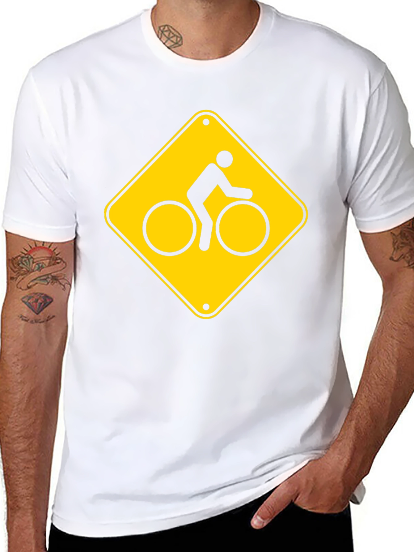 Bike Crossing Sign Graphic T-Shirt