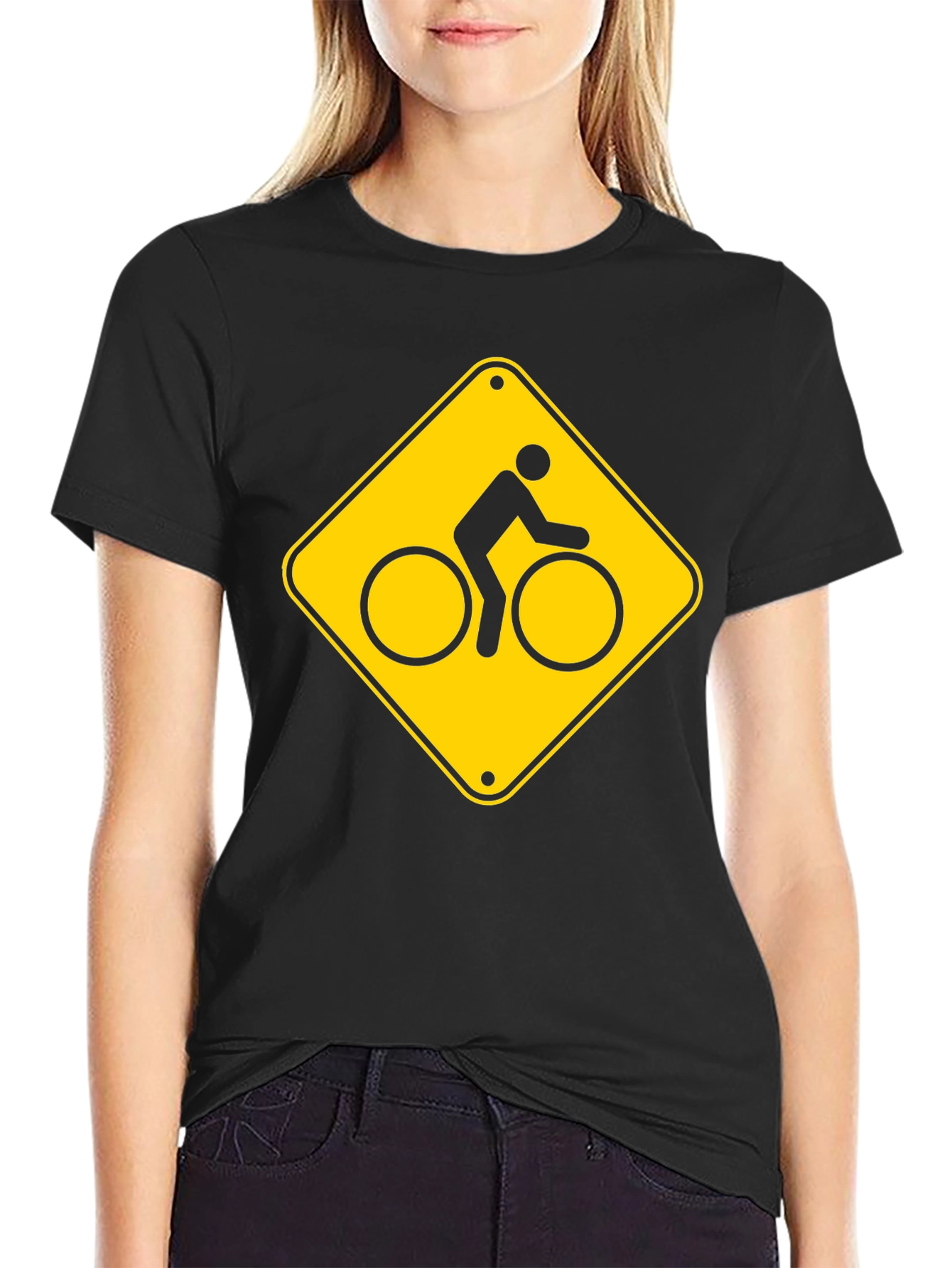 Bike Crossing Sign Graphic T-Shirt