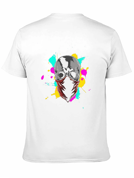 Skull with Bandana Graphic Tee - Mens Black T-Shirt