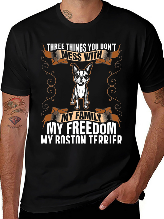 Boston Terrier T-Shirt: Family Freedom Dog Tee