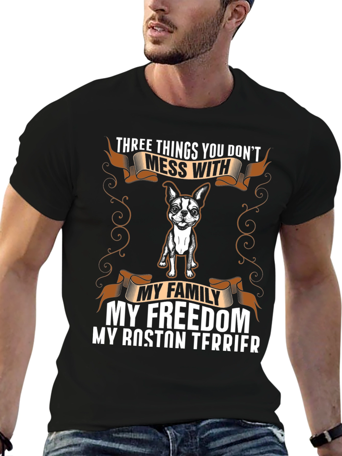 Boston Terrier T-Shirt: Family Freedom Dog Tee