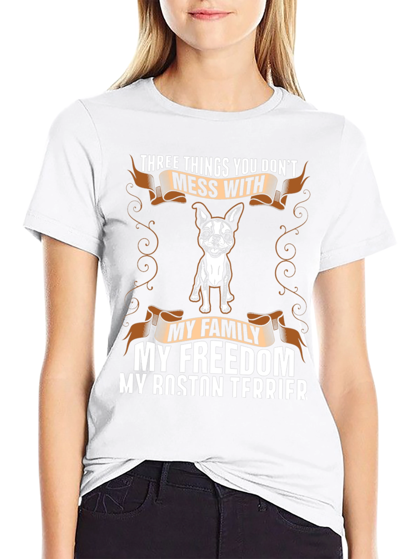Boston Terrier T-Shirt: Family Freedom Dog Tee