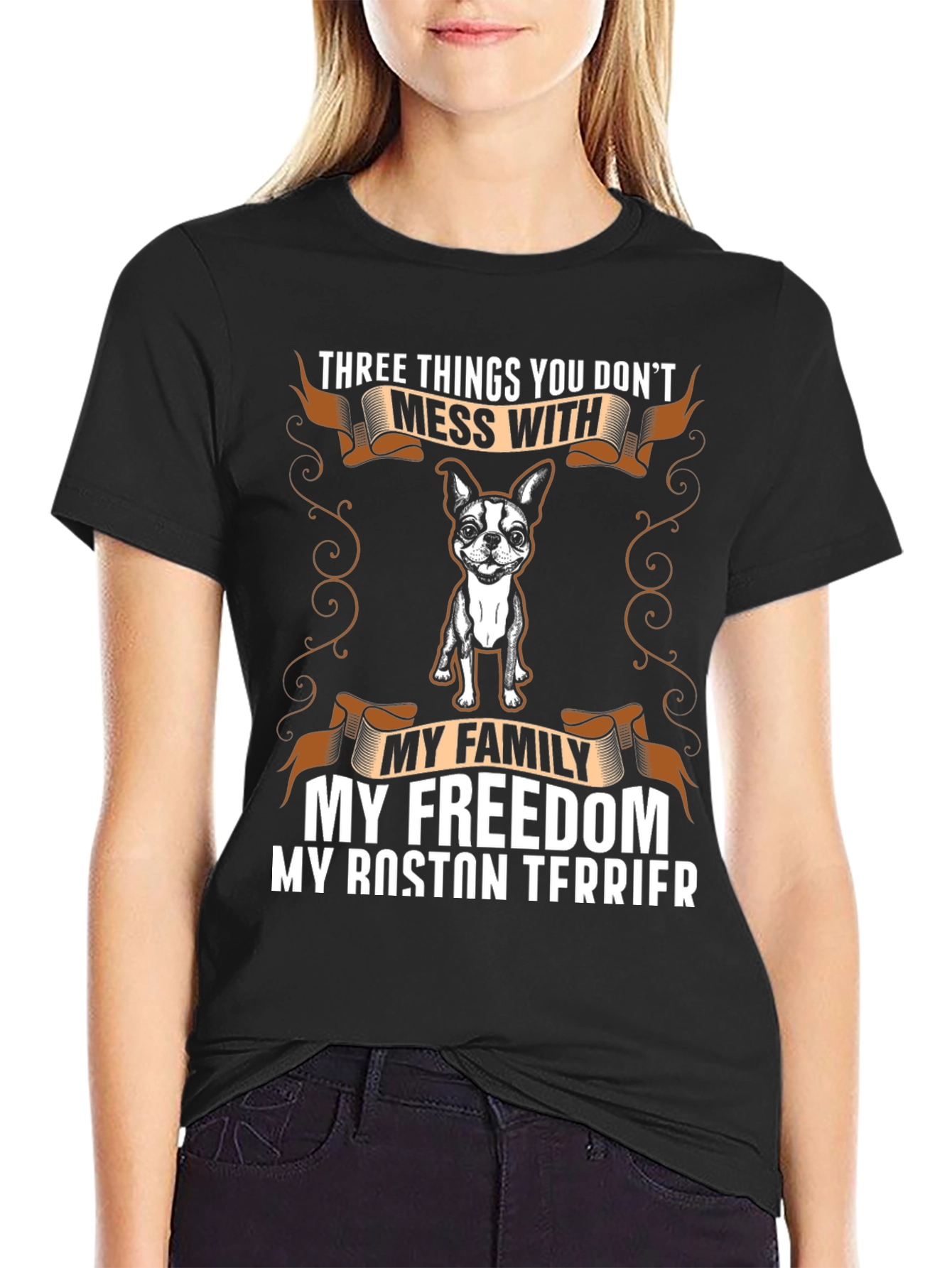 Boston Terrier T-Shirt: Family Freedom Dog Tee
