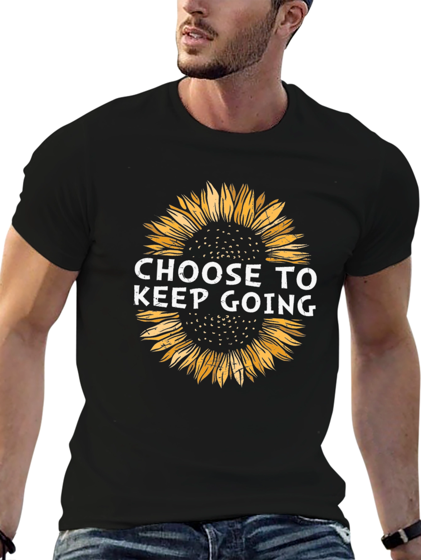 Choose to Keep Going Sunflower Graphic Tee - Black