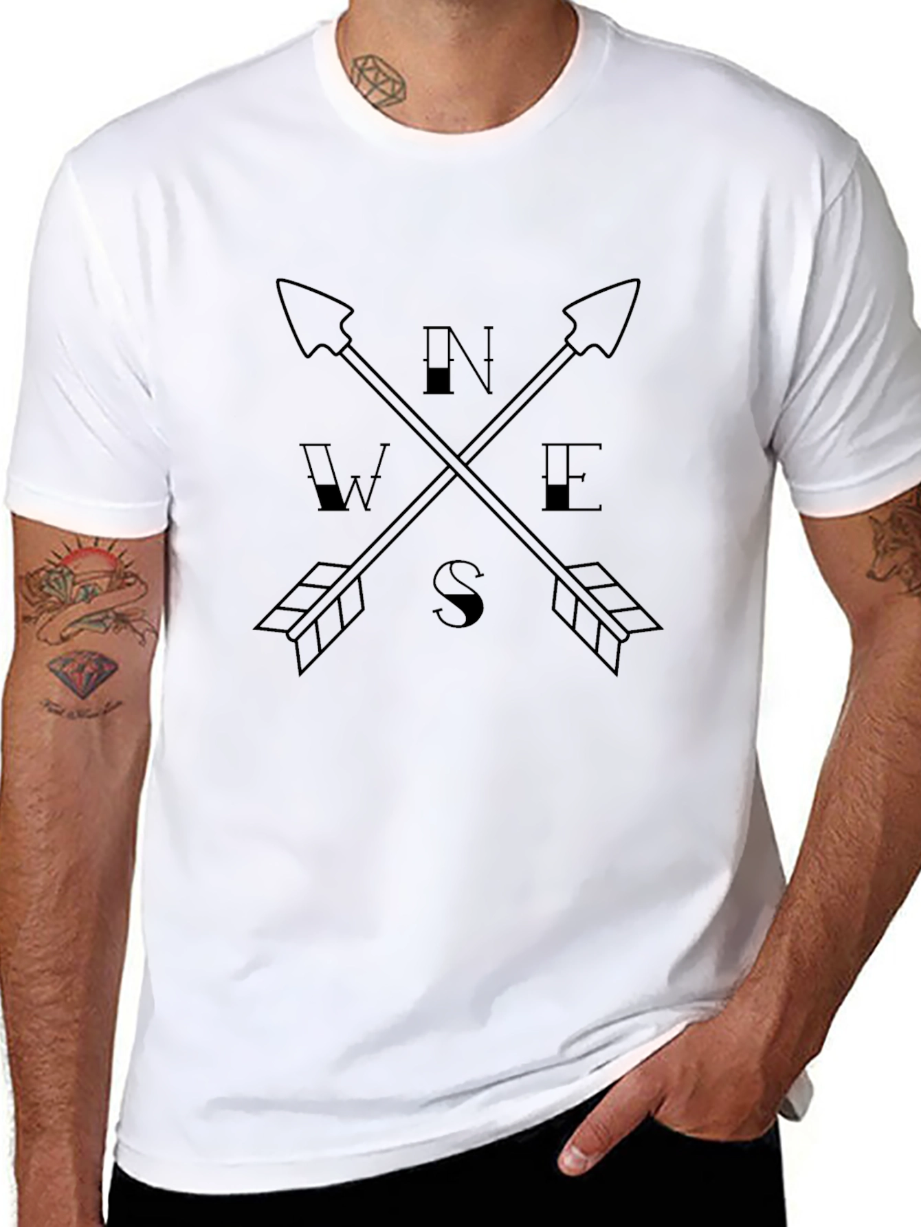 Compass Arrow Graphic Tee - Mens Black T-Shirt