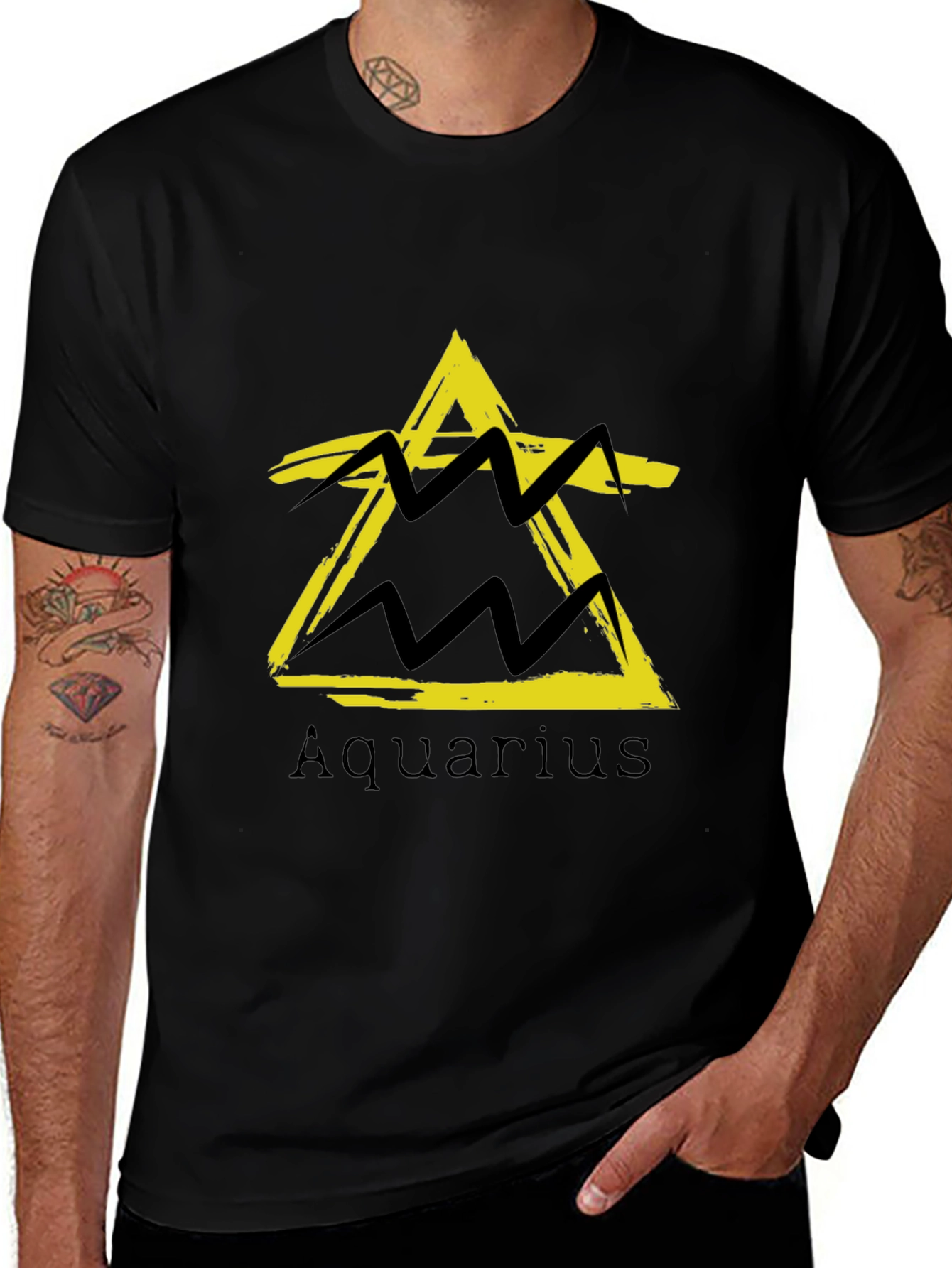 Aquarius Zodiac Sign Black T-Shirt