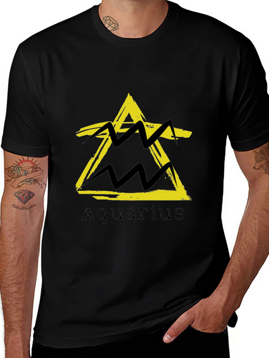 Aquarius Zodiac Sign Black T-Shirt