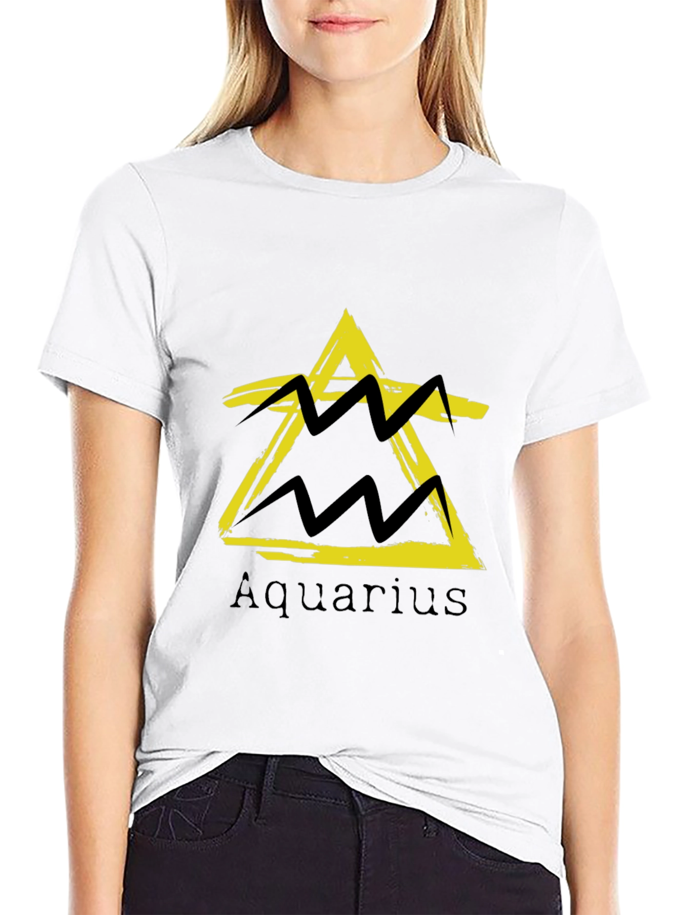 Aquarius Zodiac Sign Black T-Shirt