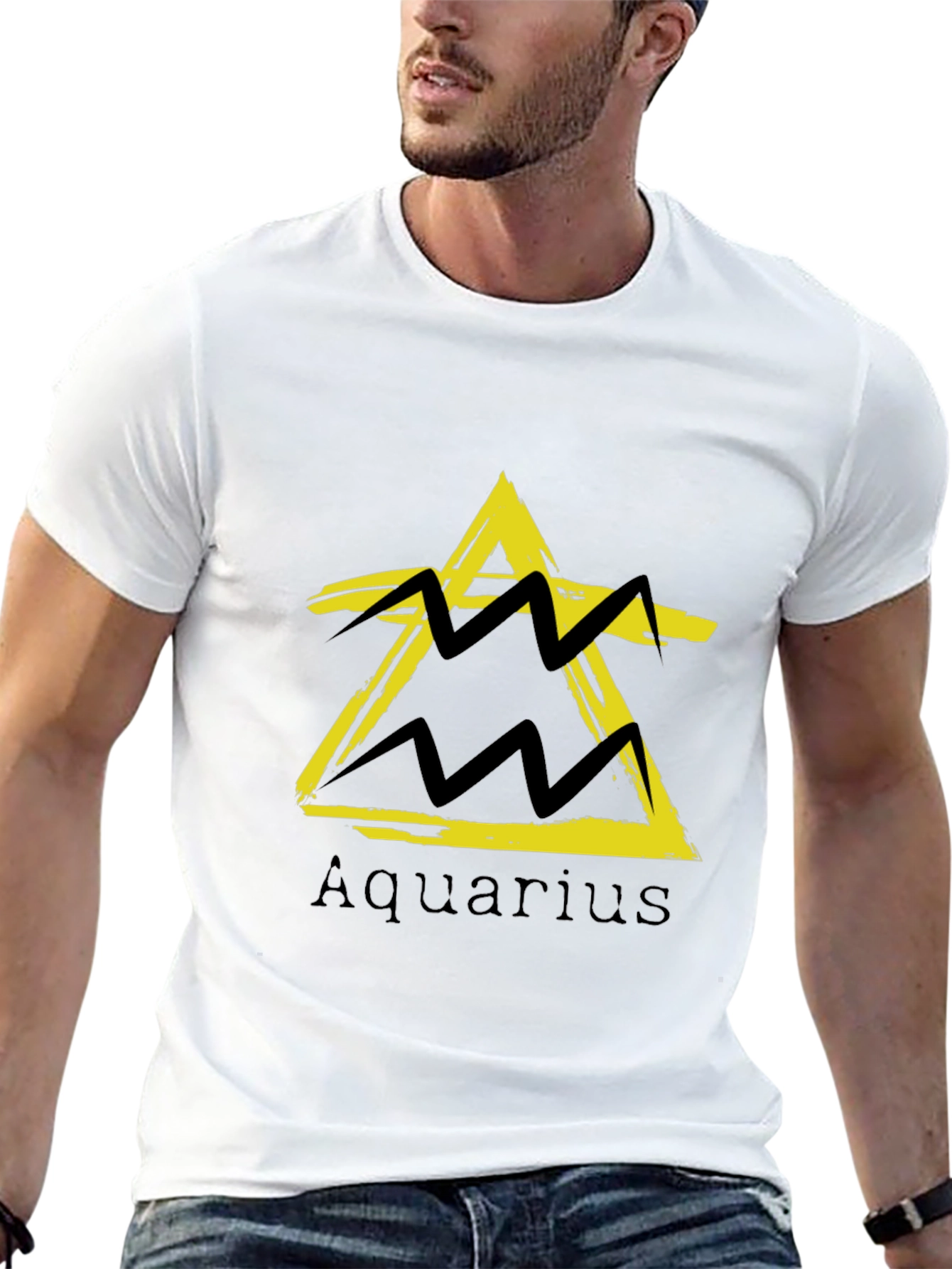 Aquarius Zodiac Sign Black T-Shirt