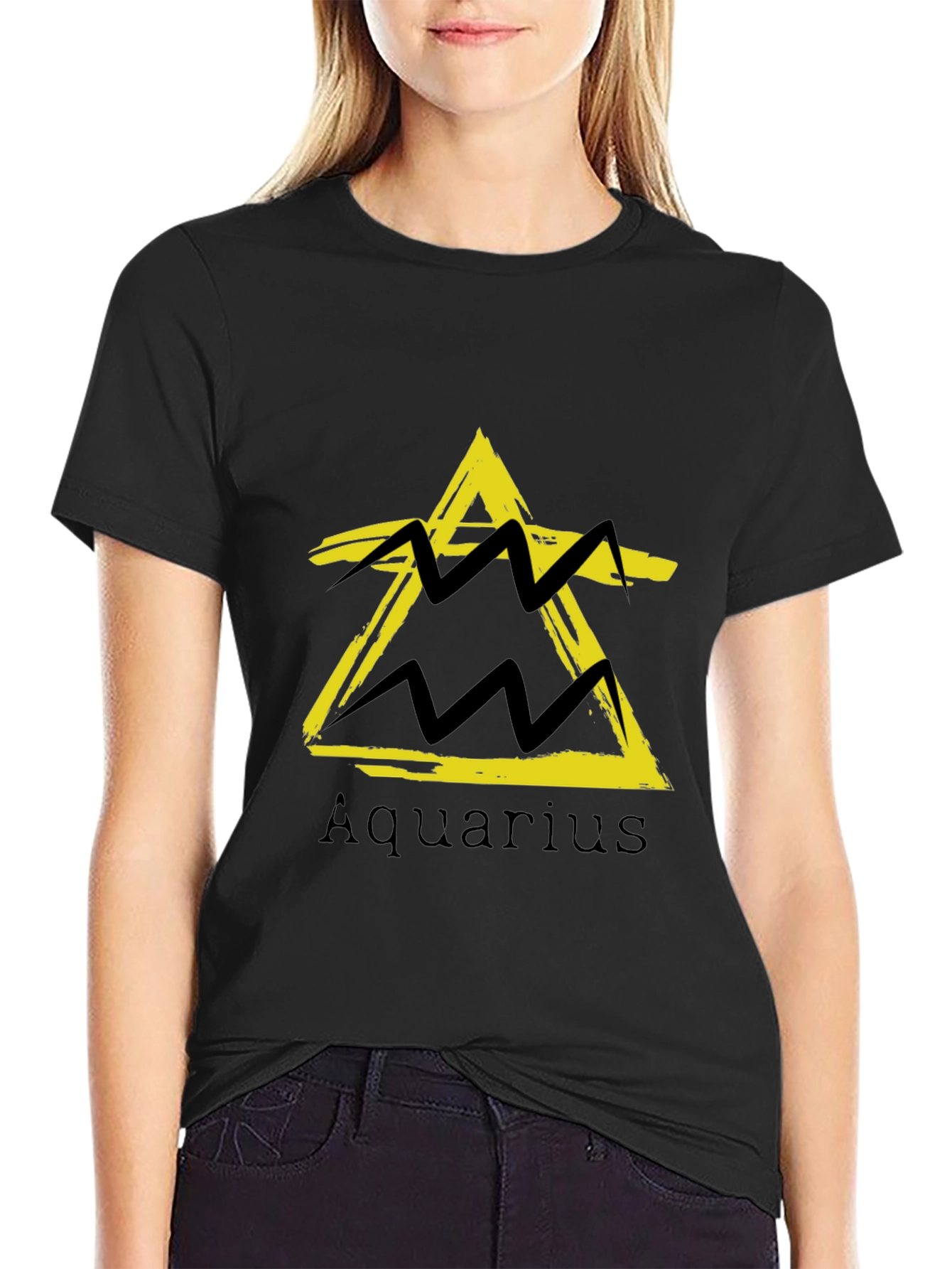 Aquarius Zodiac Sign Black T-Shirt