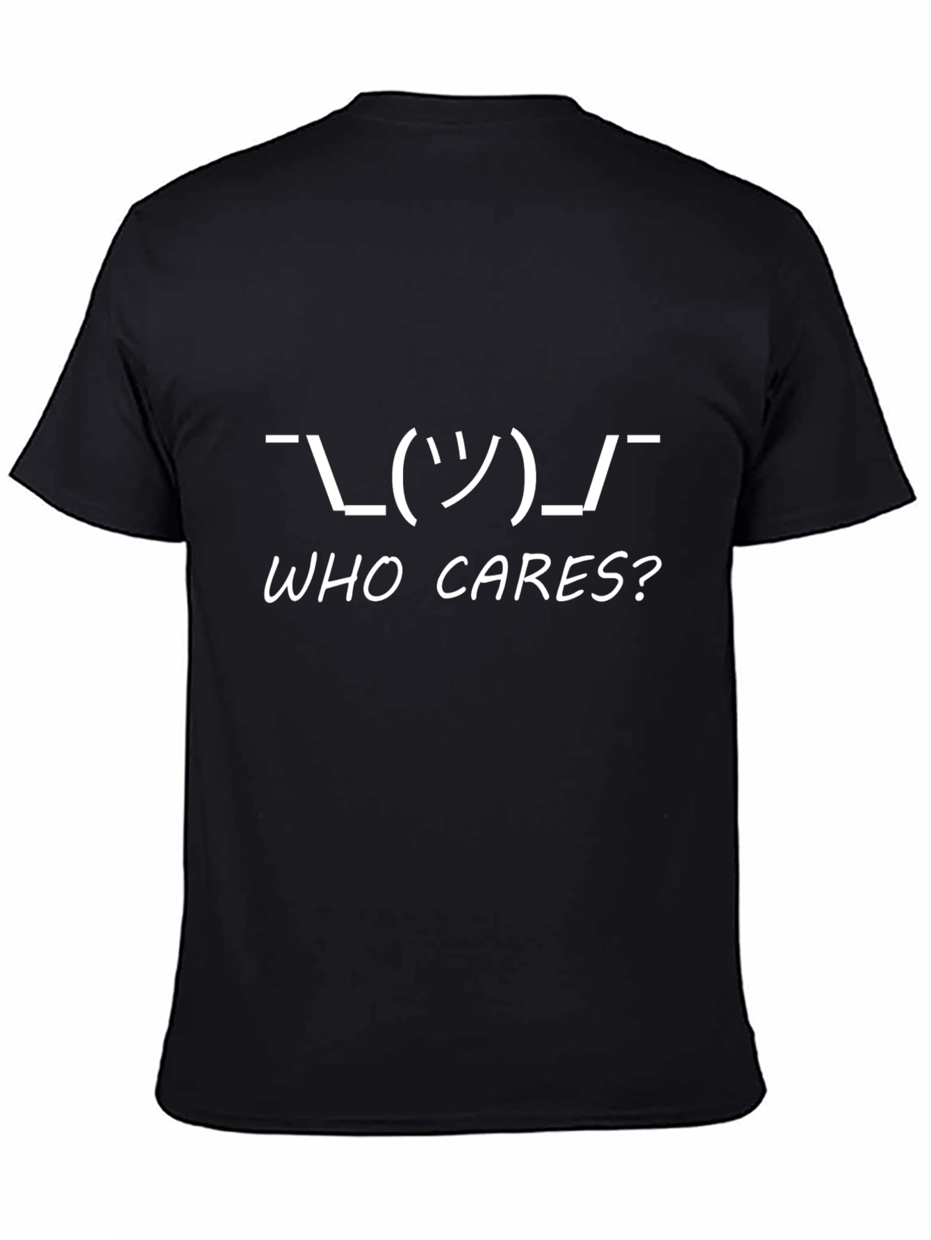 Who Cares? Shrug Emoji Black T-Shirt